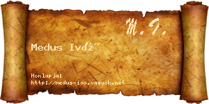 Medus Ivó névjegykártya